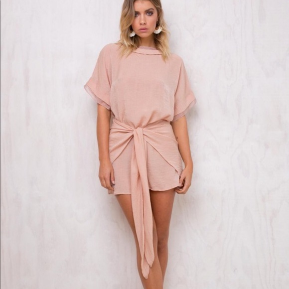 Princess Polly Dresses & Skirts - Princess Polly Shimmers Wrap Dress blush Large